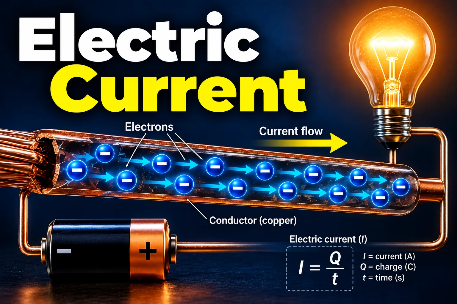 Electric current flowing through a conductor