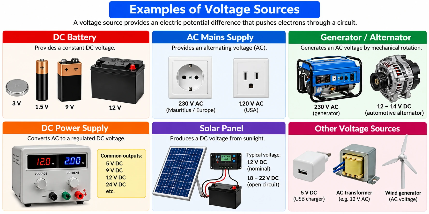 Different types of voltage sources