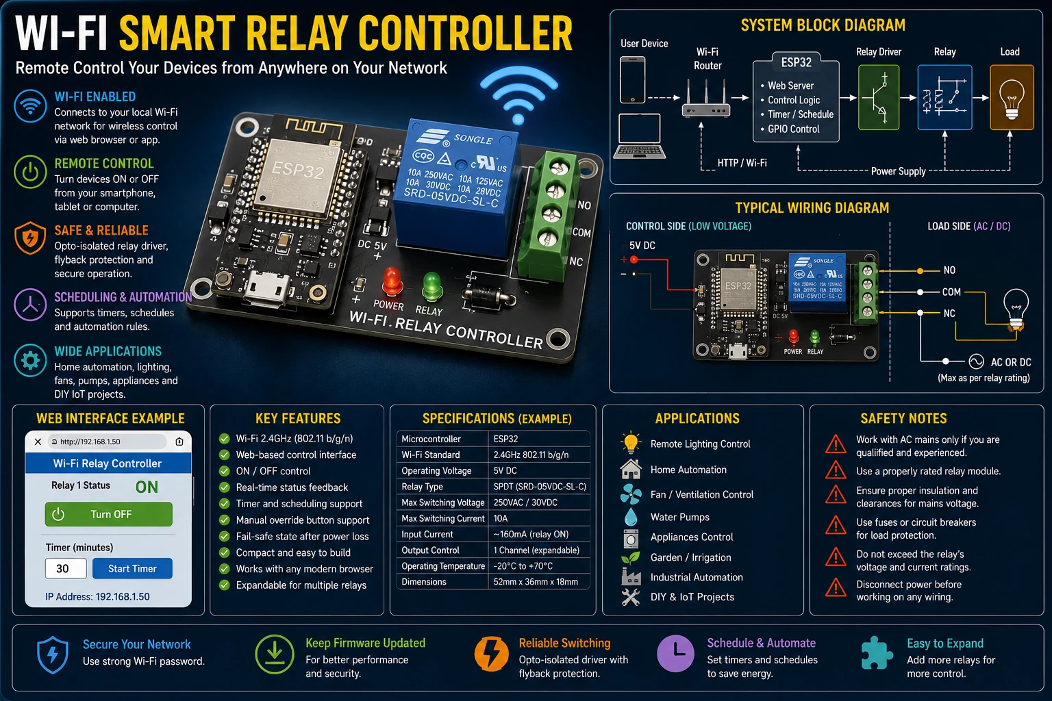 Wi-Fi Smart Relay Controller